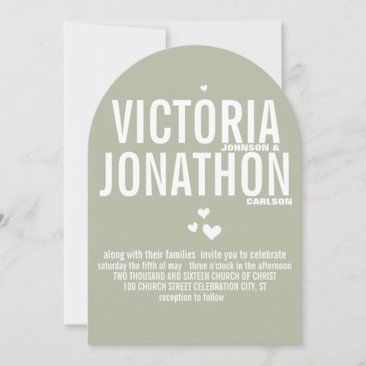 Mint Driftwood Modern Pattern Typography Weddensch Kaart (Voorkant)