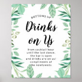 Mint Drink op US Open Bar Wedding Reception Sign Poster (Voorkant)