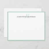 Mint eenvoudige chic minimalist monogram notitiekaartje (Voorkant / Achterkant)