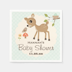 Mint Egg Woodland Deer Baby shower Servetten