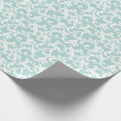 Mint Elegant Damask Print Cadeaupapier (Hoek)