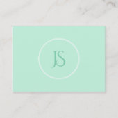 Mint Elegant Green Sjabloon Monogram Simple Visitekaartje (Voorkant)