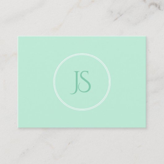Mint Elegant Green Sjabloon Monogram Simple Visitekaartje (Voorkant)