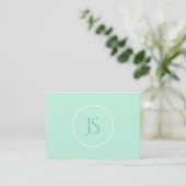 Mint Elegant Green Sjabloon Monogram Simple Visitekaartje (Staand voorkant)