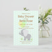 Mint Elephant Baby Shower Invitations Kaart (Staand voorkant)