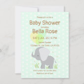 Mint Elephant Baby Shower Invitations Kaart (Voorkant)