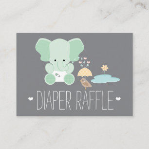 Mint Elephant Little Bird Diaper Raffle Tickets Informatiekaartje