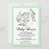Mint Elephant Modern Baby shower Kaart (Voorkant)