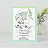 Mint Elephant Modern Baby shower Kaart (Staand voorkant)
