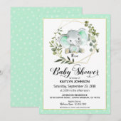 Mint Elephant Modern Baby shower Kaart (Voorkant / Achterkant)