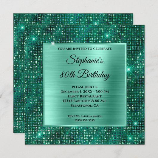 Mint Emerald Diamond studeerde Folie 80e verjaarda Kaart (Voorkant / Achterkant)