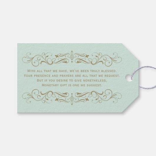  Mint en Antiek goudhuwelijk Cadeaulabel (Voorkant (Horizontaal))