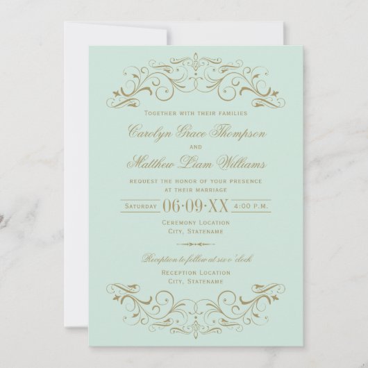 Mint en Antiek goudhuwelijk Kaart (Voorkant)