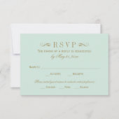  Mint en Antiek goudhuwelijk RSVP Kaartje (Voorkant)