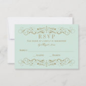  Mint en Antiek goudhuwelijk RSVP Kaartje (Voorkant)