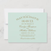 Mint en Antiek goudhuwelijk Save The Date (Achterkant)