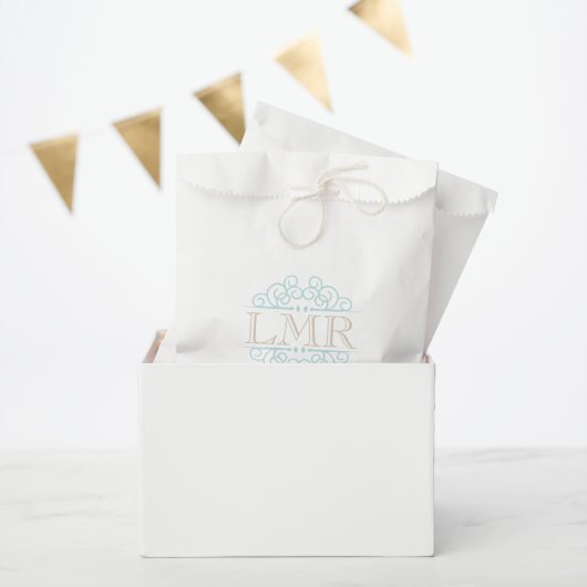 Mint en Beige Lijst Monogram Bedankzakje (Feest)