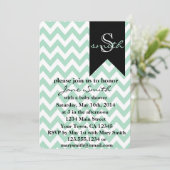 Mint en Black Monogram Baby shower Kaart (Staand voorkant)