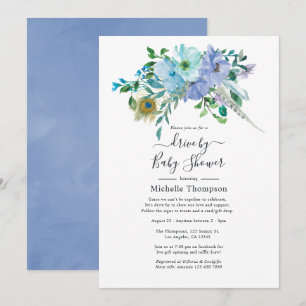 Mint en blauw boho rij door bruids- of babyshower kaart