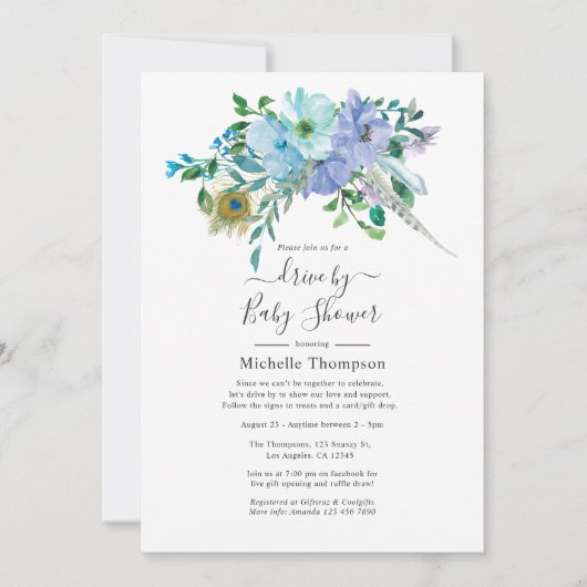 Mint- en blauw-boho-station via bridal of Baby sho Kaart (Voorkant)