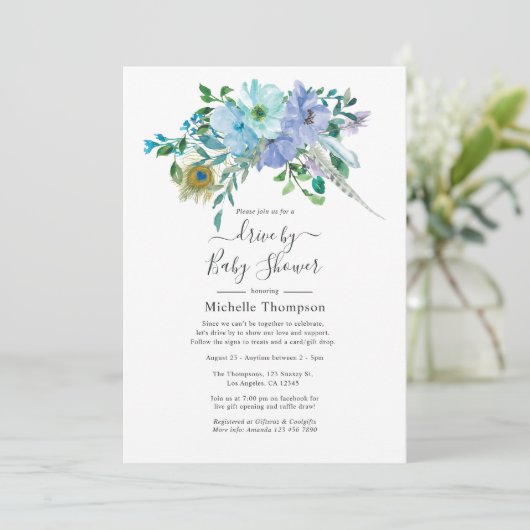 Mint- en blauw-boho-station via bridal of Baby sho Kaart (Staand voorkant)