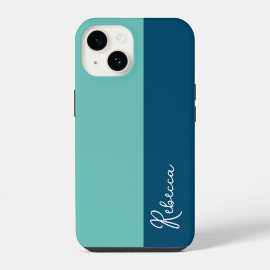 Mint en blauw kleurenblok telefoonhoesje iPhone hoesje (Achterkant)