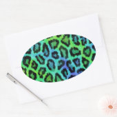 Mint en blauwe luipaard afdrukken ovale sticker (Envelop)