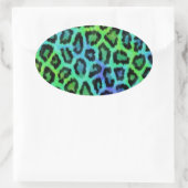 Mint en blauwe luipaard afdrukken ovale sticker (Tas)