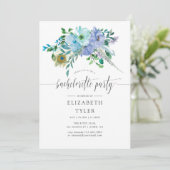 Mint en Blauwe Waterverf Boho Bachelorette Party Kaart (Staand voorkant)
