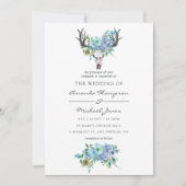 Mint en Blauwe Waterverf Boho Floral Wedding Kaart (Voorkant)