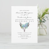 Mint en Blauwe Waterverf Boho Floral Wedding Kaart (Staand voorkant)