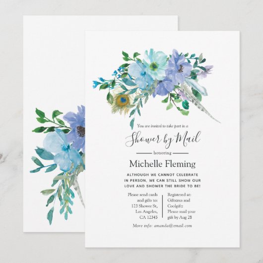 Mint en Blue Boho Baby of Vrijgezellenfeest per po Kaart (Voorkant / Achterkant)