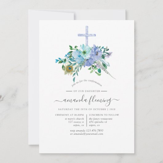 Mint en Blue Boho-bevestiging Kaart (Voorkant)