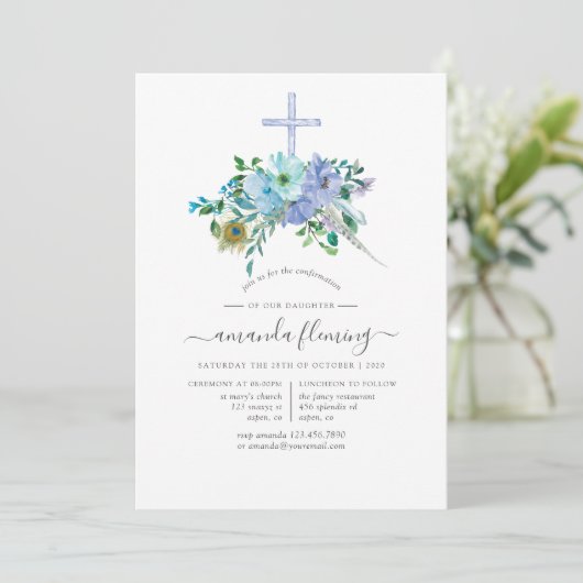 Mint en Blue Boho-bevestiging Kaart (Staand voorkant)