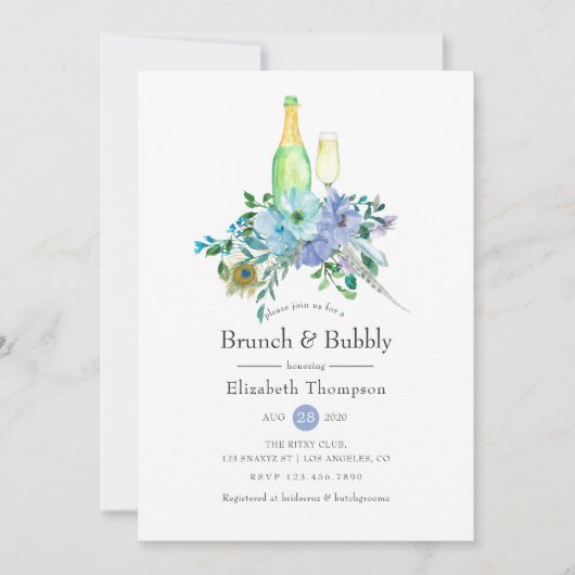 Mint en Blue Boho Brunch en Bubble Vrijgezellenfee Kaart (Voorkant)