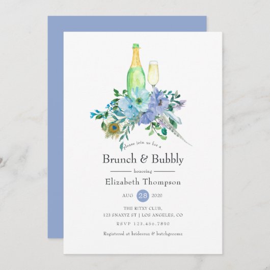 Mint en Blue Boho Brunch en Bubble Vrijgezellenfee Kaart (Voorkant / Achterkant)