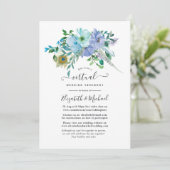 Mint en Blue Boho Floral Online Virtual Wedding Kaart (Staand voorkant)