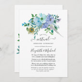 Mint en Blue Boho Floral Online Virtual Wedding Kaart (Voorkant / Achterkant)