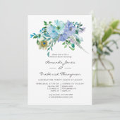 Mint en Blue Boho Floral Rehearsal Dinner Kaart (Staand voorkant)