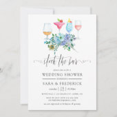 Mint en Blue Boho Floral Stock de Bar Kaart (Voorkant)