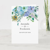 Mint en Blue Boho Floral Wedding Programma (Voorkant)