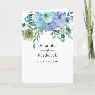 Mint en Blue Boho Floral Wedding Programma