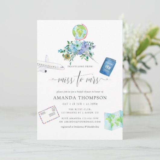 Mint en Blue Boho Miss to Mrs Vrijgezellenfeest Kaart (Staand voorkant)