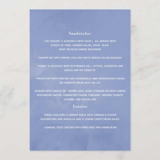 Mint en Blue Boho Wedding Menu (Achterkant)