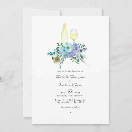 Mint en Blue Boho Wine Tasting QR Code Weddenschap Kaart (Voorkant)