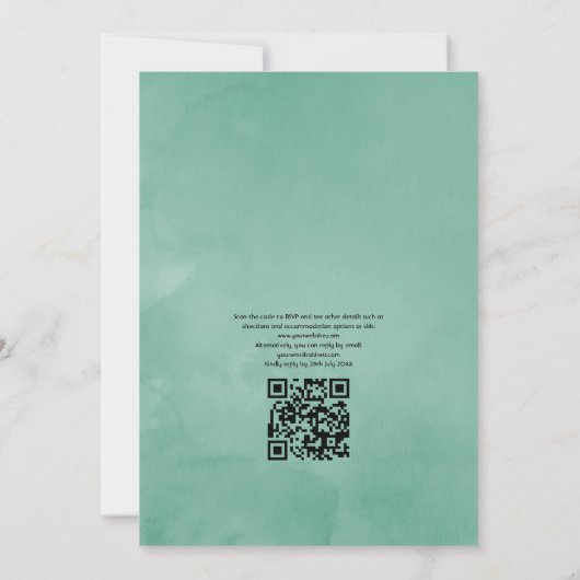 Mint en Blue Boho Wine Tasting QR Code Weddenschap Kaart (Achterkant)