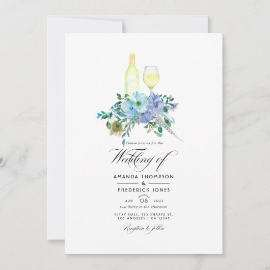 Mint en Blue Boho Wine Tasting Weddenschap Kaart (Voorkant)