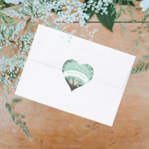Mint en Blue Floral Wedding Seal Hart Sticker