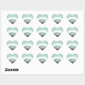 Mint en Blue Floral Wedding Seal Hart Sticker (Vel)