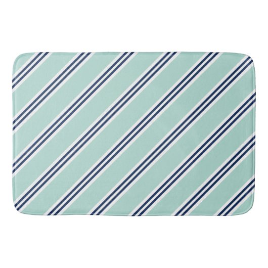 Mint en Blue Preppy Stripes Pattern Badmat (Voorkant)